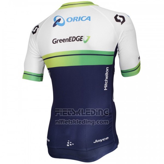 2015 Fietskleding Orica GreenEDGE Wit en Blauw Korte Mouwen en Koersbroek